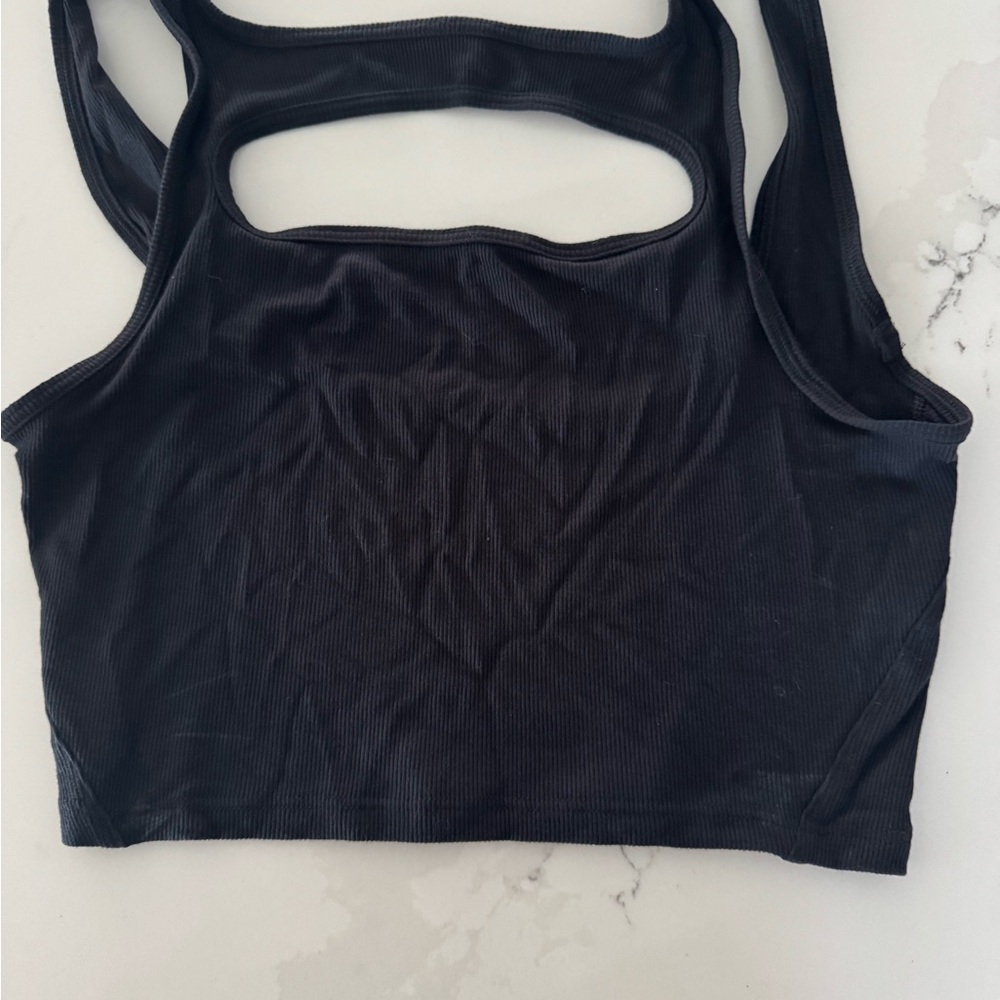 Black Ribbed Crop Top